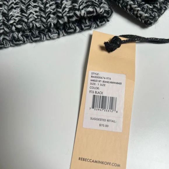 Rebecca Minkoff Monochrome Knit Hat and wrist hand cuff - Picture 3 of 10